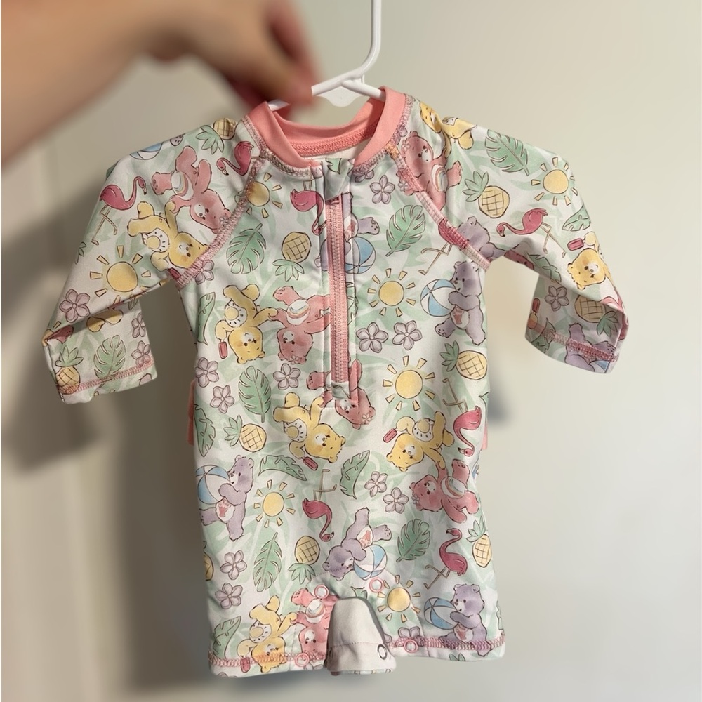 Care Bears Flamingo Summer Ruffle Long Sleeve Swim Suit 3-6 Months